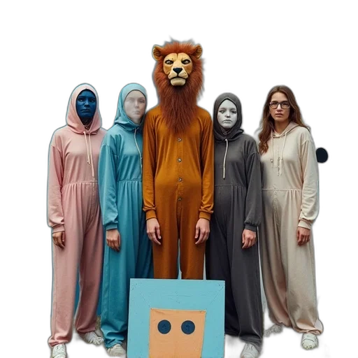 mask, creature, animal, dress, concept art, outer space, blue, group transparent PNG cut-out