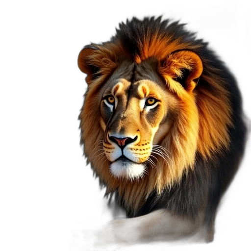 animal, crown, photorealistic, fantasy art, oil painting, concept art, close-up, lion transparent PNG cut-out