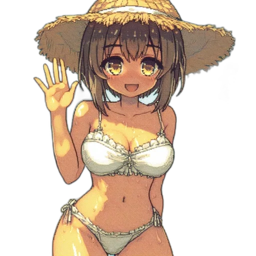 hat, staff, flower, dress, anime, pixel art, concept art, watercolor transparent PNG cut-out