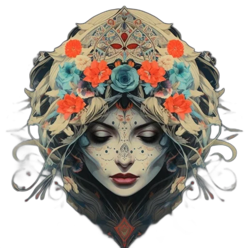 mask, crown, face, flower transparent PNG cut-out