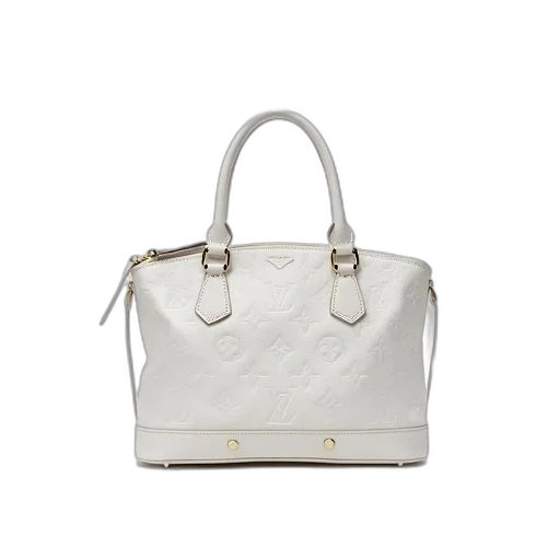 white, louis, vuitton, handbag, monogram, pattern, displayed, against transparent PNG cut-out