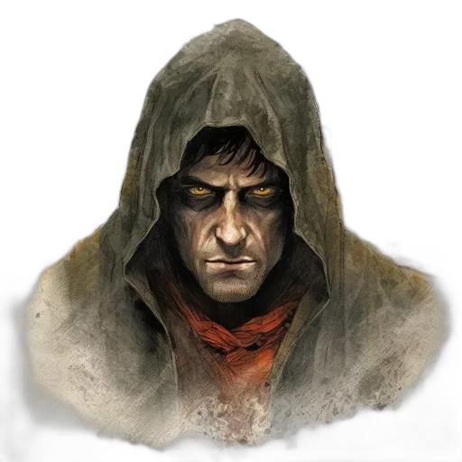 face, jacket, mask, staff, concept art, fantasy art, comic book art, photorealistic transparent PNG cut-out