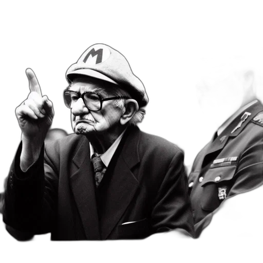 concept art, photorealistic, comic book art, pencil sketch, elderly, gentleman, suit, raises transparent PNG cut-out