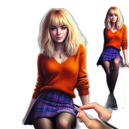 dress, jacket, concept art, photorealistic, fantasy art, 3d render, neon lights, city street transparent PNG cut-out