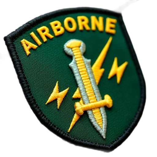 jacket, weapon, staff, close-up, green, yellow, embroidered, patch transparent PNG cut-out