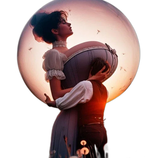 dress, umbrella, mask, staff, concept art, fantasy art, photorealistic, outer space transparent PNG cut-out