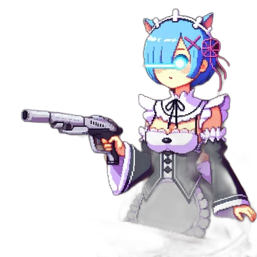 weapon, robot, staff, animal, pixel art, anime, cyberpunk, concept art transparent PNG cut-out