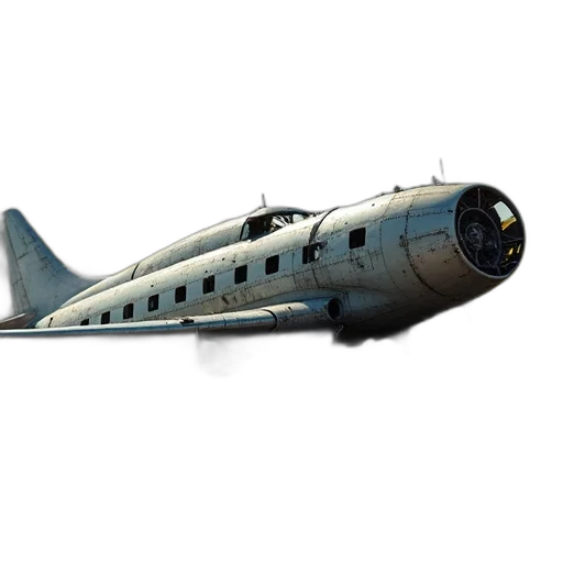 weapon, 3d render, concept art, photorealistic, pile, airplane, wreckage, scattered transparent PNG cut-out