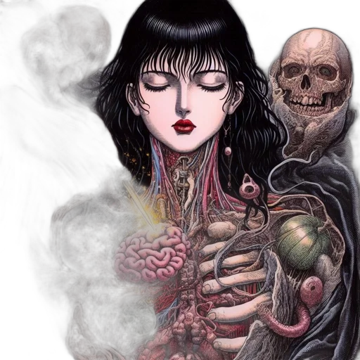 comic book art, concept art, fantasy art, cyberpunk, fire, dark, red, intimate transparent PNG cut-out