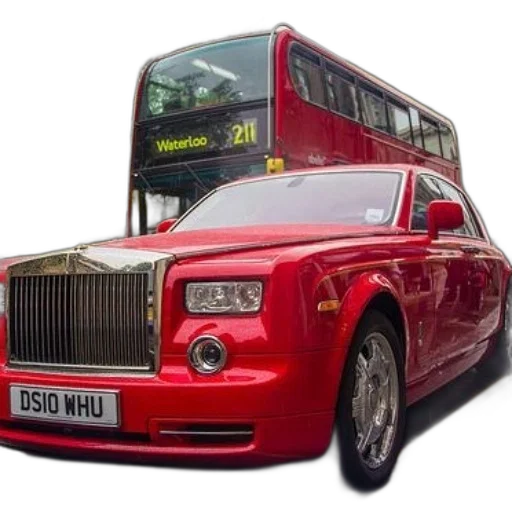 car, photorealistic, 3d render, red, rolls, royce, phantom, parked transparent PNG cut-out