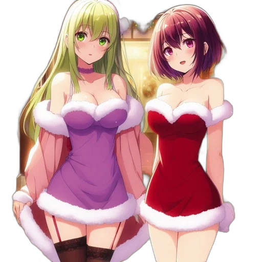 dress, pixel art, anime, concept art, fantasy art, green, red, two transparent PNG cut-out