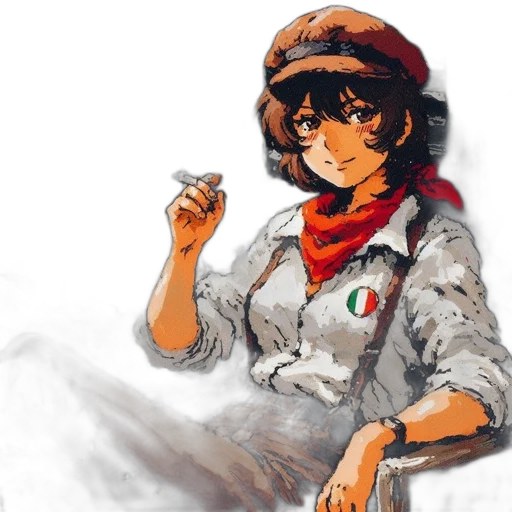 weapon, staff, jacket, hat, concept art, watercolor, anime, pixel art transparent PNG cut-out