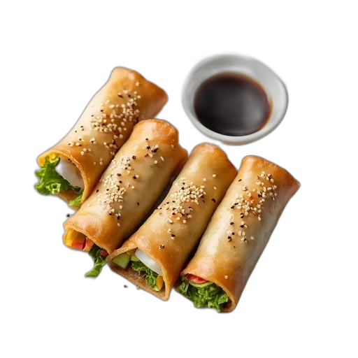 food, photorealistic, 3d render, plate, spring, rolls, variety, fillings transparent PNG cut-out