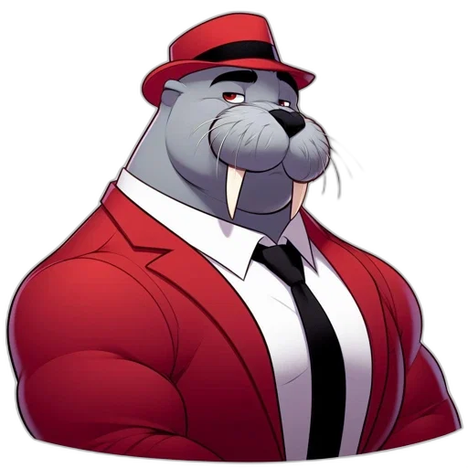 staff, hat, animal, cartoon, concept art, comic book art, photorealistic, red transparent PNG cut-out