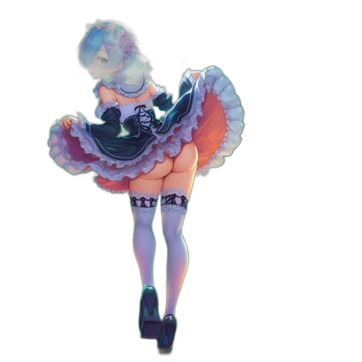 dress, hair, staff, umbrella, 3d render, concept art, anime, vaporwave transparent PNG cut-out