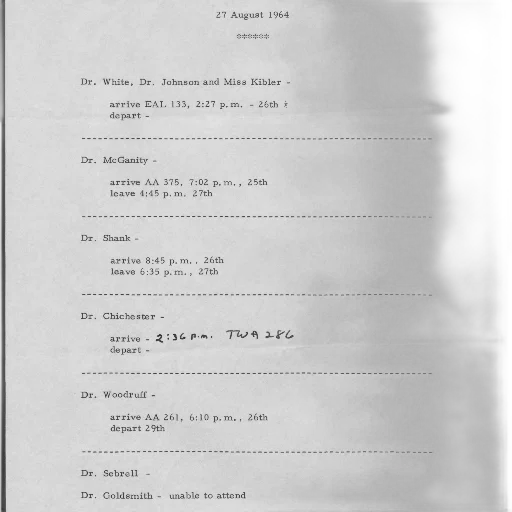 staff, typed, document, august, 1964, lists, various, individuals transparent PNG cut-out