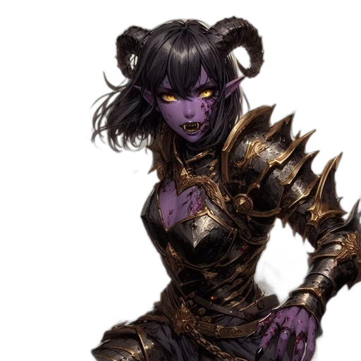 fantasy art, concept art, comic book art, dark, imposing, figure, armor, brandishes transparent PNG cut-out