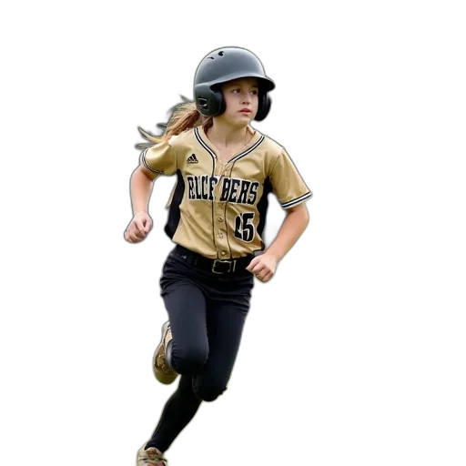 young, female, athlete, running, grassy, field, during, game transparent PNG cut-out