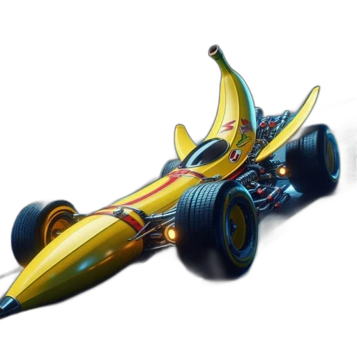 car, weapon, concept art, 3d render, futuristic, yellow, banana, speeds transparent PNG cut-out