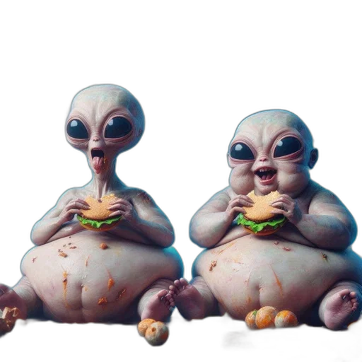 food, creature, concept art, 3d render, fantasy art, pixel art, outer space, two transparent PNG cut-out