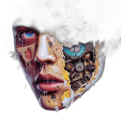 face, mask, robot, jewelry, photorealistic, concept art, cyberpunk, fantasy art transparent PNG cut-out