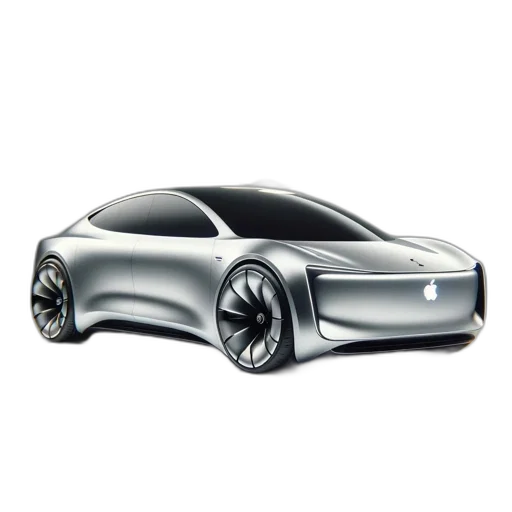 car, 3d render, concept art, photorealistic, cartoon, apple-branded, futuristic, featuring transparent PNG cut-out