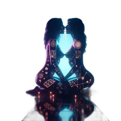 dress, robot, crown, bottle, cyberpunk, concept art, 3d render, vaporwave transparent PNG cut-out