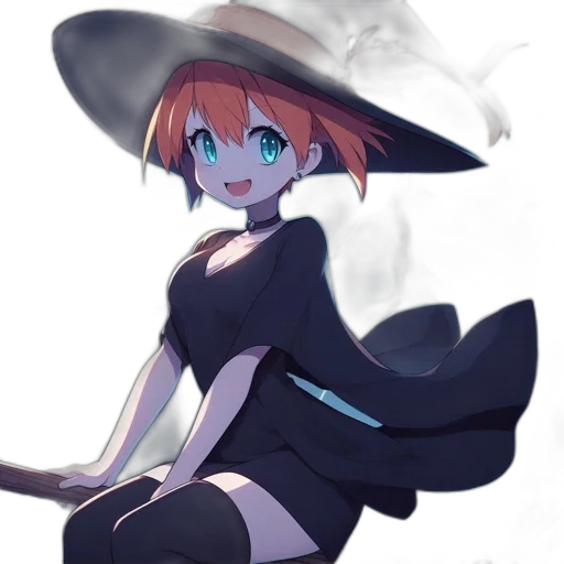 hat, dress, staff, creature, anime, concept art, fantasy art, watercolor transparent PNG cut-out