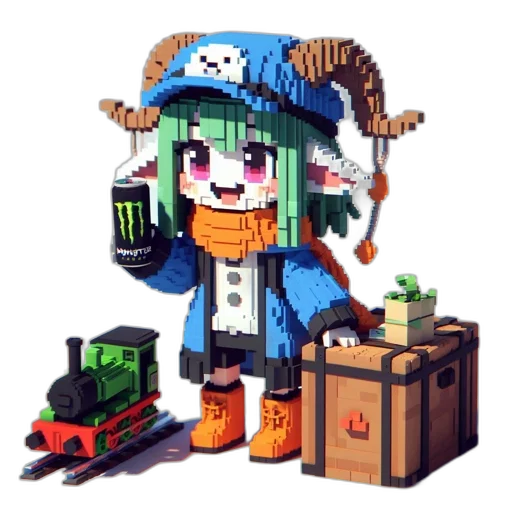 robot, weapon, creature, hat, pixel art, concept art, fantasy art, anime transparent PNG cut-out