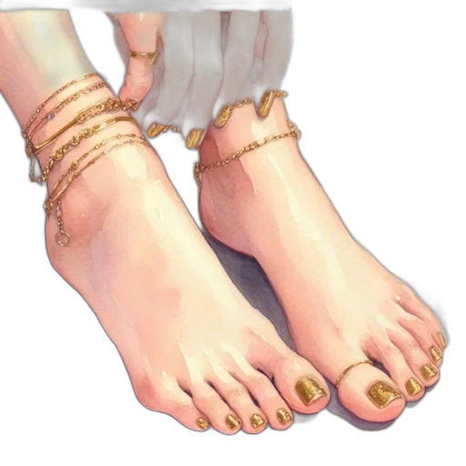 shoes, jewelry, photorealistic, 3d render, watercolor, oil painting, golden, pastel transparent PNG cut-out