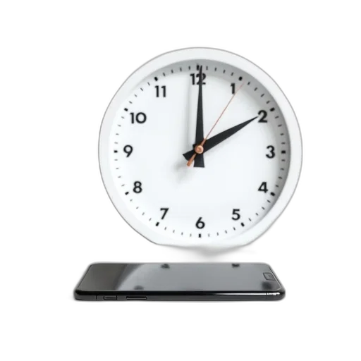 3d render, modern, wall, clock, white, face, black, hands transparent PNG cut-out