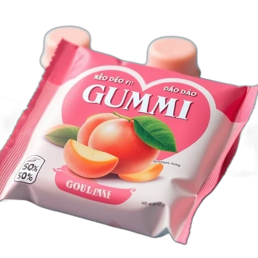 food, 3d render, photorealistic, close-up, image, pink, white, gummi transparent PNG cut-out