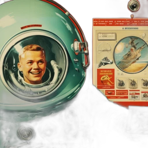 concept art, outer space, young, boy, wearing, large, antique, space transparent PNG cut-out