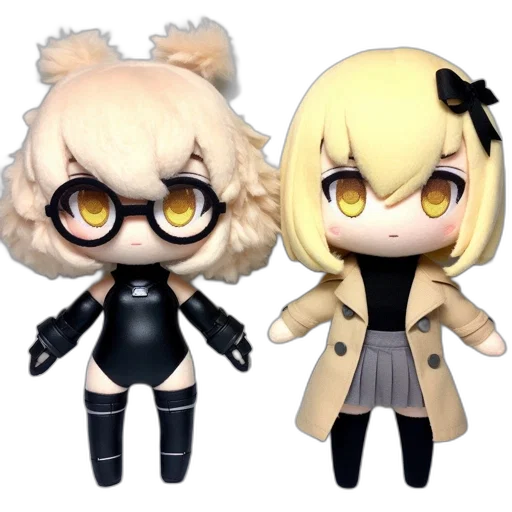 3d render, concept art, anime, cartoon, monochrome, dark, two, figurines transparent PNG cut-out
