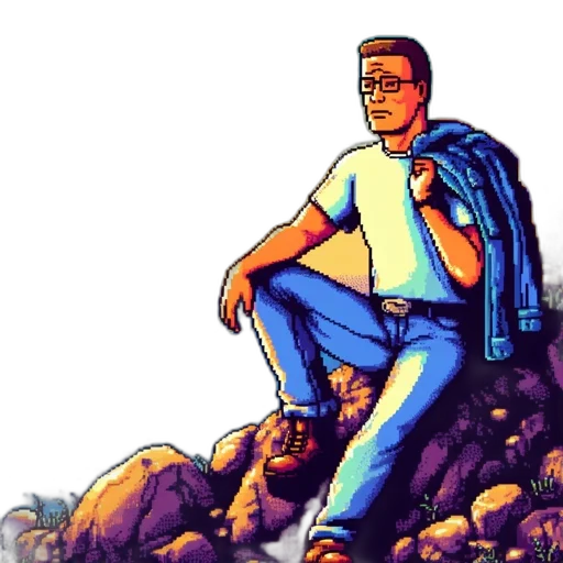 jacket, robot, pixel art, comic book art, cartoon, concept art, blue, pastel transparent PNG cut-out