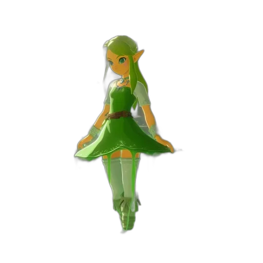 dress, 3d render, concept art, fantasy art, pixel art, green, linkle, female transparent PNG cut-out