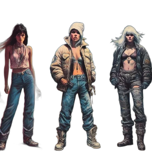 jacket, concept art, cyberpunk, comic book art, fantasy art, pastel, three, distinctive transparent PNG cut-out