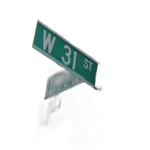 weapon, 3d render, photorealistic, city street, street, sign, dyer, front transparent PNG cut-out
