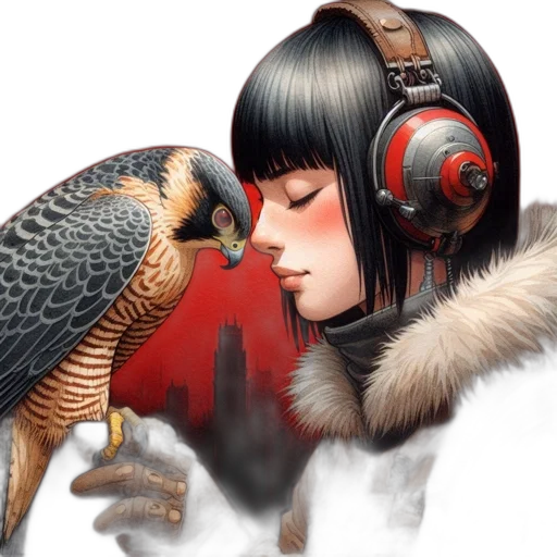 animal, fantasy art, photorealistic, concept art, cyberpunk, snow, red, young transparent PNG cut-out