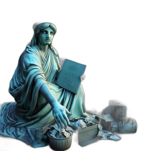 3d render, vaporwave, concept art, statue, liberty, replica, begs, freedom transparent PNG cut-out