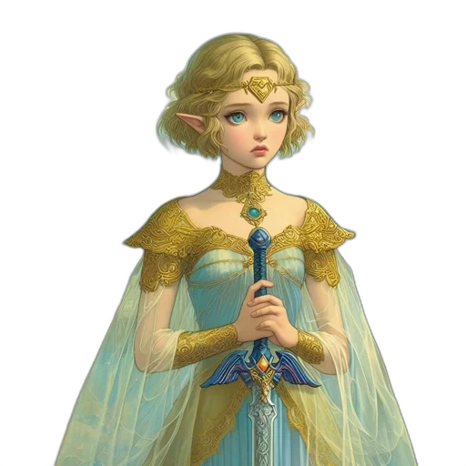 dress, crown, staff, face, concept art, fantasy art, 3d render, pixel art transparent PNG cut-out