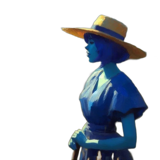 hat, dress, staff, crown, 3d render, concept art, photorealistic, blue transparent PNG cut-out