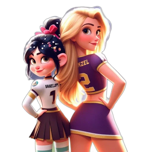 staff, concept art, cartoon, fantasy art, 3d render, two, animated, cheerleading transparent PNG cut-out