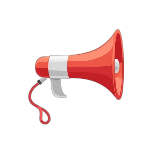staff, stylized, illustration, megaphone, red, white, color, scheme transparent PNG cut-out