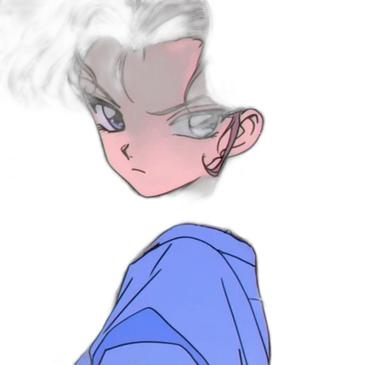 jacket, hair, face, staff, vaporwave, concept art, anime, cartoon transparent PNG cut-out