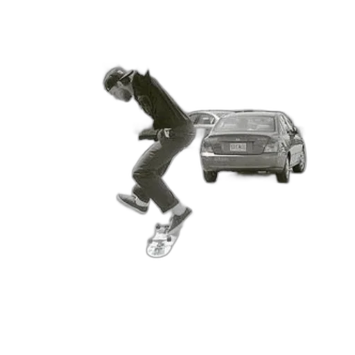 car, shoes, photorealistic, concept art, man, hat, jumping, his transparent PNG cut-out