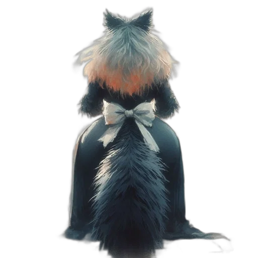 dress, animal, crown, hair, concept art, 3d render, large, anthropomorphic transparent PNG cut-out