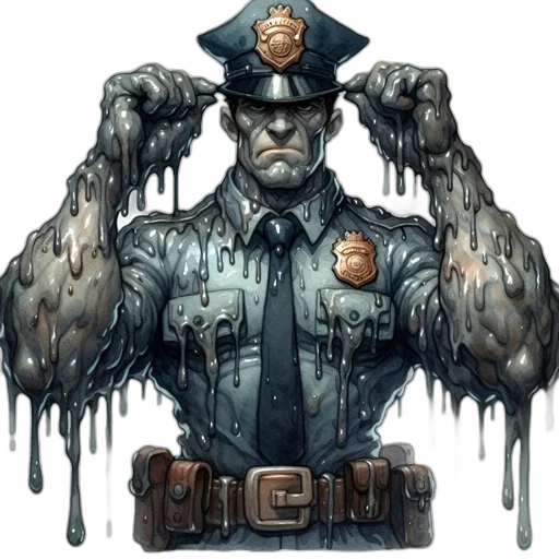 concept art, comic book art, pixel art, cyberpunk, muscular, police, officer, dressed transparent PNG cut-out