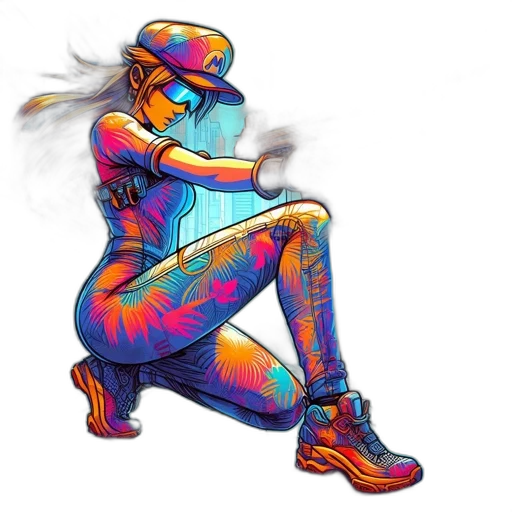 robot, cyberpunk, concept art, pixel art, vaporwave, neon lights, neon, colorful transparent PNG cut-out