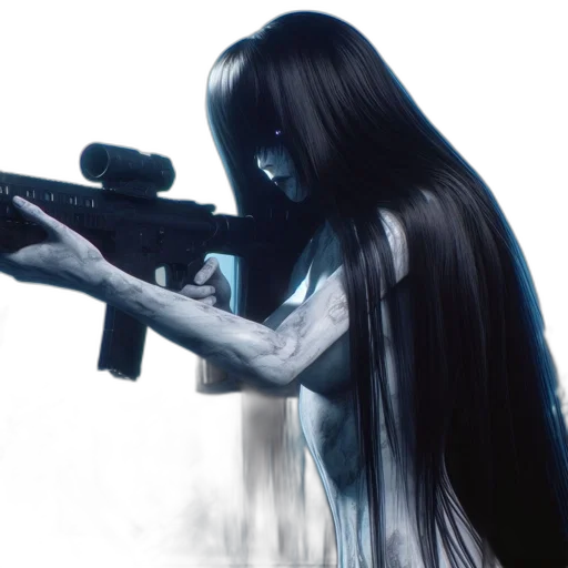 weapon, concept art, 3d render, anime, photorealistic, woman, distinctive, features transparent PNG cut-out